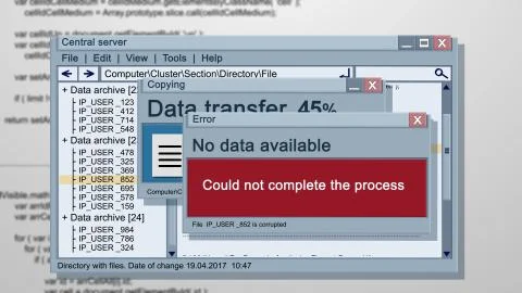 Original 3d rendering of an abstract windows error illustration of a multilay Illustrazione stock