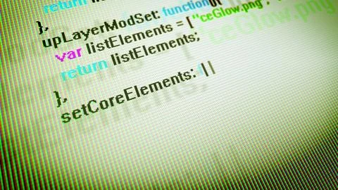 Original 3d rendering of a pc screen placed aslant with an extreme close-up o Stock Illustration