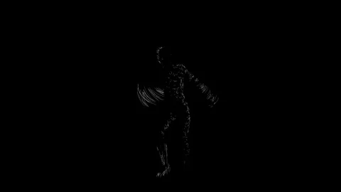 Original abstract man of thin lines dancing loop Stock Footage 109058125