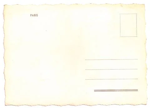 Original Antique Back Side POSTCARD from Paris, with Rough Edges  Stock Photos