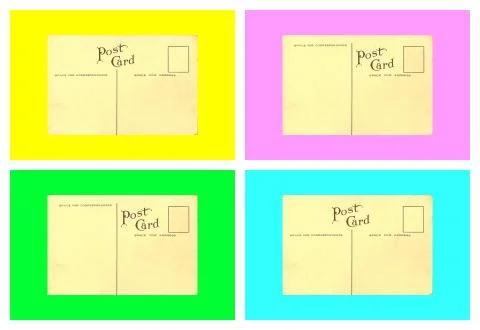 Original Antique Back Side POSTCARDS - Colorful Pop Art Style Stock Illustration
