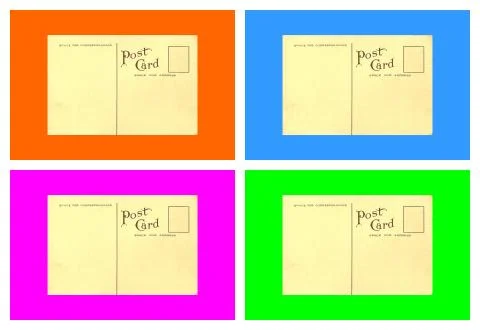 Original Antique Back Side POSTCARDS - Colorful Pop Art Style Stock Illustration