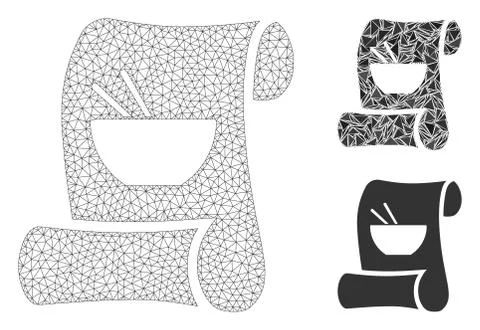 Original Asian Recipe Vector Mesh Network Model and Triangle Mosaic Icon Stock Illustration