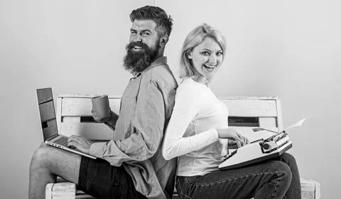 Original authentic attribute writer. True autor authentic equipment. Couple Stock Photos