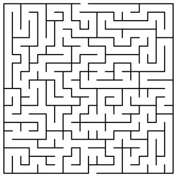 Original Black Labyrinth on White Background - Simple Illustration with a M.. Stock Illustration