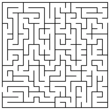 Original Black Labyrinth on White Background - Simple Illustration with a M.. Stock Illustration