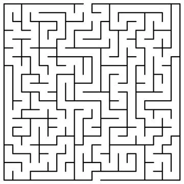 Original Black Labyrinth on White Background - Simple Illustration with a M.. Stock Illustration