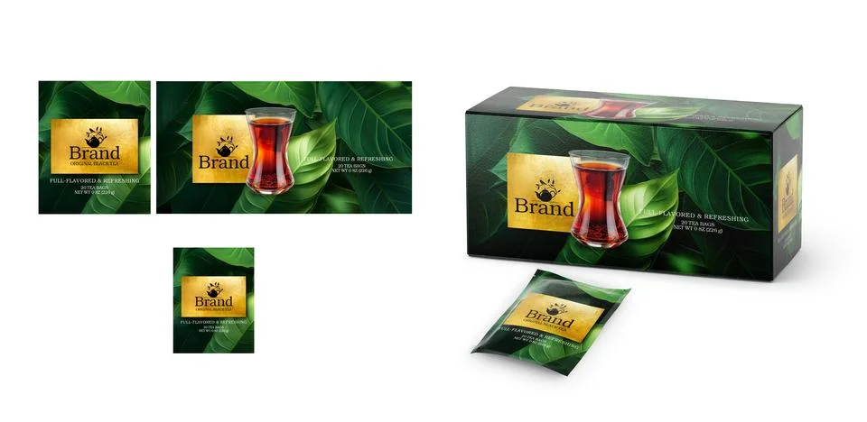 Original Black Tea Packaging Design - Green Stock Illustration