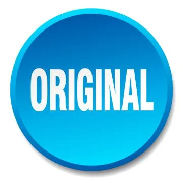 Original blue round flat isolated push button Stock Illustration