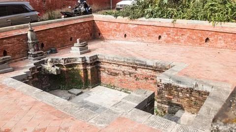 An original brick water structure. Stockfoto's