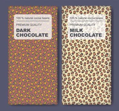 Original chocolate abstract vector package set. Animal skin pattern design .. Stock Illustration