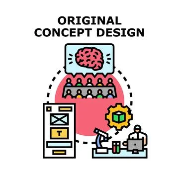 Original concept design process developing new ideas Stock Illustration