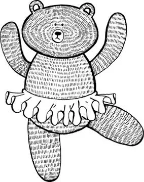 Original cute vector illustration of Teddy Bear ballerina dancing ballet in tutu Stock Illustration