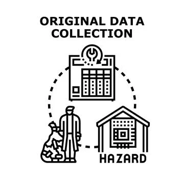 Original data collection and hazard information process Stock Illustration