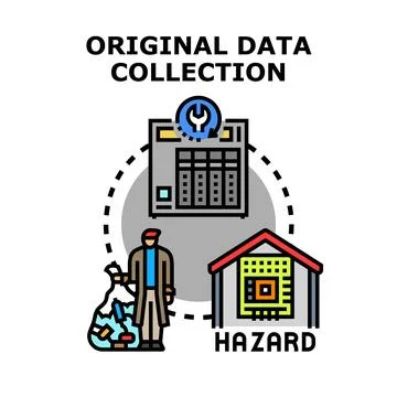 Original data collection and hazard information process Stock Illustration