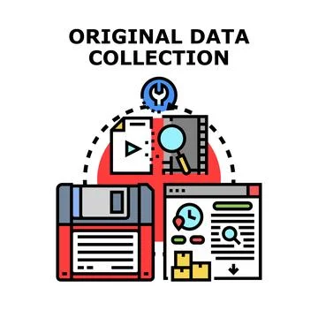Original data collection and information processing concept Stock Illustration