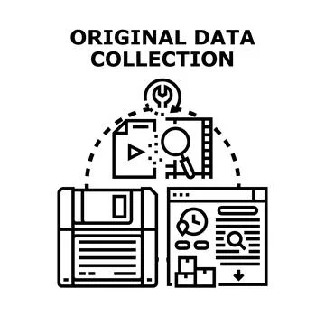 Original data collection and information processing concept Stock Illustration
