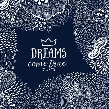 Original doodle frame made of abstract freehand ornament, handmade elements. Illustrazione stock