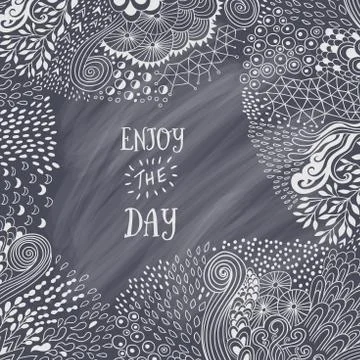 Original doodle frame made of abstract freehand ornament, handmade elements. Stock Illustration