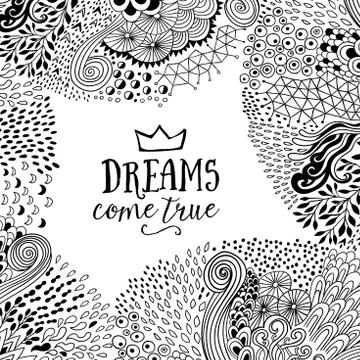 Original doodle frame made of abstract freehand ornament, handmade elements. Stock Illustration