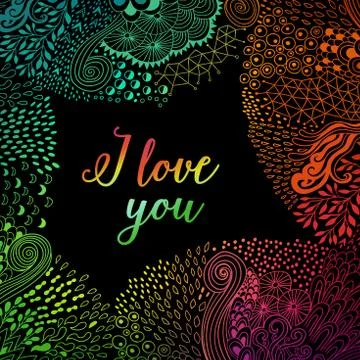 Original doodle frame made of abstract freehand ornament, handmade elements. Stock Illustration