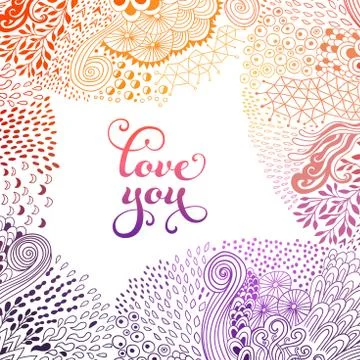 Original doodle frame made of abstract freehand ornament, handmade elements. Stock Illustration