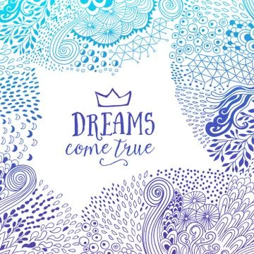 Original doodle frame made of abstract freehand ornament, handmade elements. Illustrazione stock