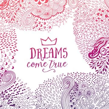 Original doodle frame made of abstract freehand ornament, handmade elements. Stock Illustration