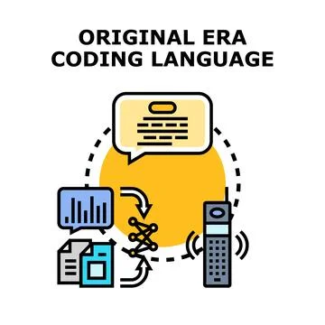 Original era coding language concept workflow Stock Illustration