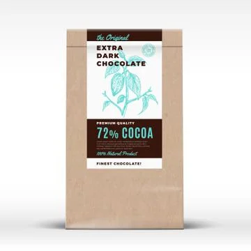 The Original Extra Dark Chocolate. Craft Paper Bag Product Label. Abstract Stock Illustration