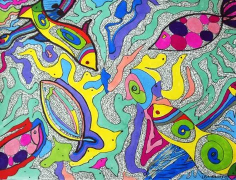 Original Fish Artwork Stock Illustration