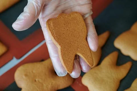 The original form of gingerbread in the form of teeth. Technology for the Stock Photos