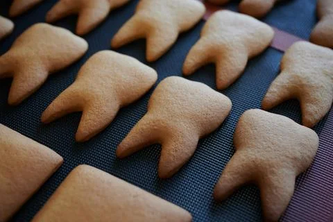 The original form of gingerbread in the form of teeth. Technology for the Stock Photos
