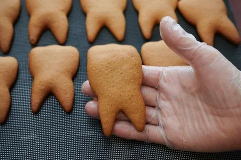 The original form of gingerbread in the form of teeth. Technology for the Stock Photos