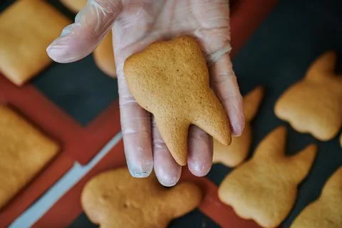 The original form of gingerbread in the form of teeth. Technology for the Stock Photos