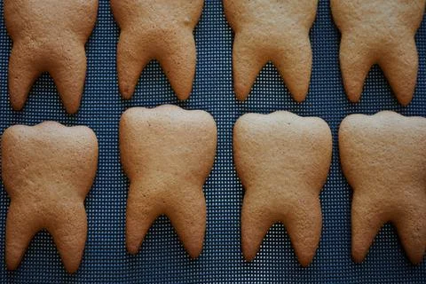 The original form of gingerbread in the form of teeth. Technology for the Stock Photos