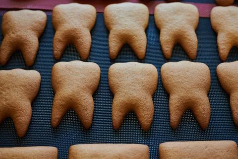 The original form of gingerbread in the form of teeth. Technology for the Stock Photos