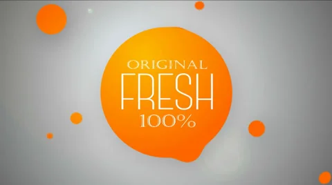 Original Fresh 100%. Orange drops animated. Stock Footage 35342537