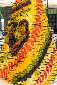Original fruit slicing. Fruit composition. Close up. Stock Photos