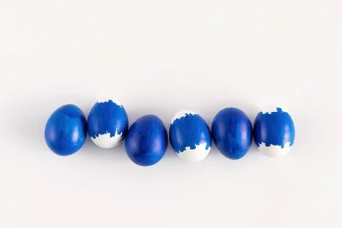 Original group of blue easter eggs Foto stock