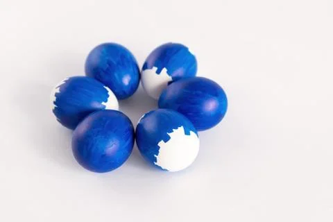 Original group of blue easter eggs Foto stock