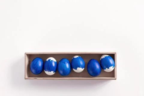 Original group of blue easter eggs Foto stock