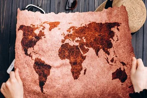 Original grunge map of the world background Stock Photos