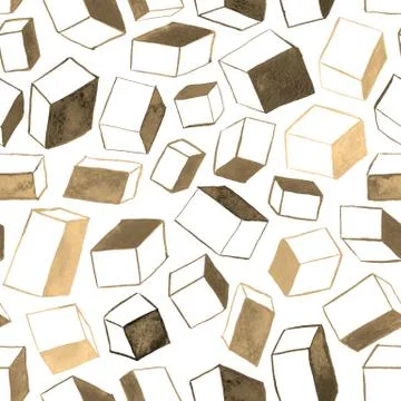 Original hand drawn cubes abstract background, seamless pattern Stock-Illustration