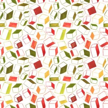 Original hand drawn cubes abstract background, seamless pattern Stock-Illustration