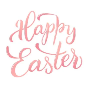 Original hand lettering  Happy Easter pink color. Stock Illustration
