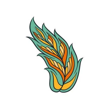 Original indian pattern. Colorful linear design of feather. Abstract ethnic イラスト素材