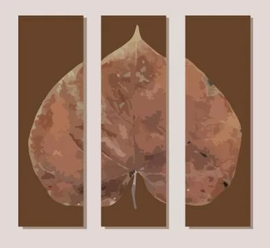 Original interior panel on the wall. Triptych. Autumn leaf. Trend poster Illustrazione stock