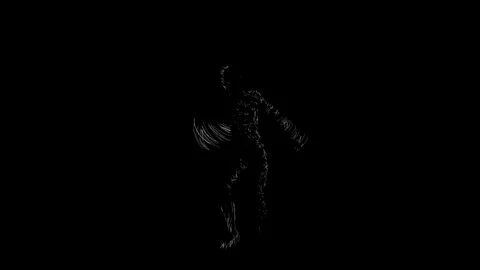 Original Isolated abstract man of thin lines dancing on a transparent background Stock Footage 109056041