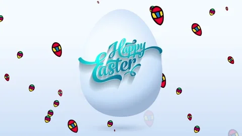 Original laughing easter greeting cardboard with blue handwriting taking tied to Stock-Footage 130927464